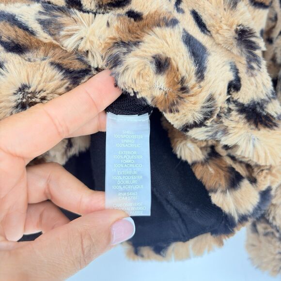 Calvin Klein Leopard Faux Fur Jacket Brown Black Animal Print Women’s Size M - Picture 6 of 10